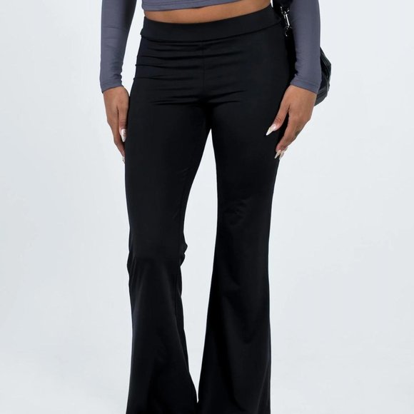 Black Flared Pants Princess Polly Soft Fit Leggings - Picture 1 of 2